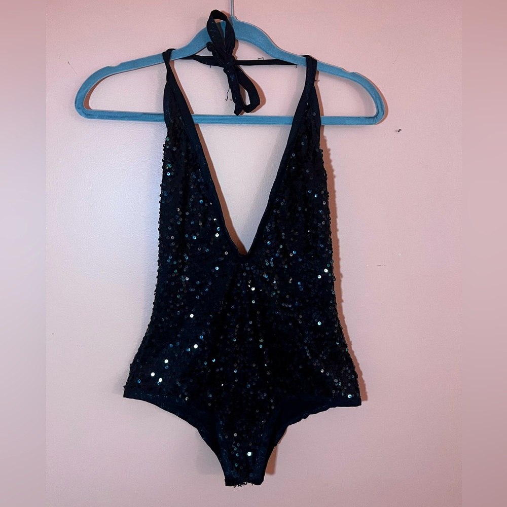 Sequin halter one piece